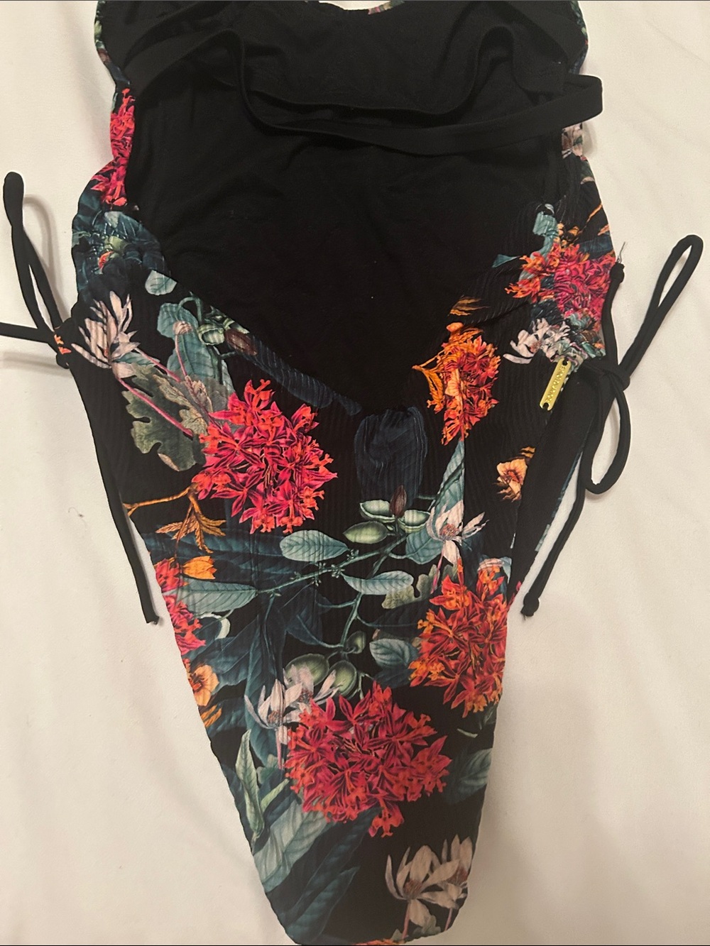Floral One-Piece Swimsuit with Side Ties - Picture 7 of 8